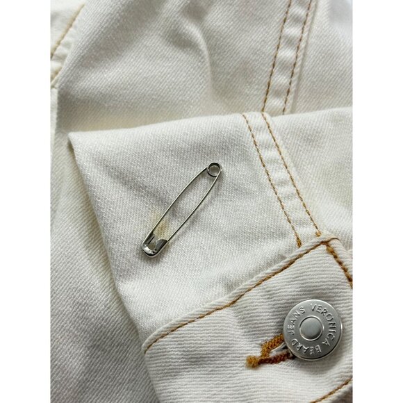 Veronica Beard Cara Cropped Denim Jean Jacket Ivory Off White Raw Hem Size S - Picture 5 of 15